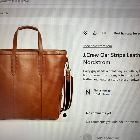 J Crew Oar Stripe Leather Tote - LIKE NEW !!! - Picture 5 of 5